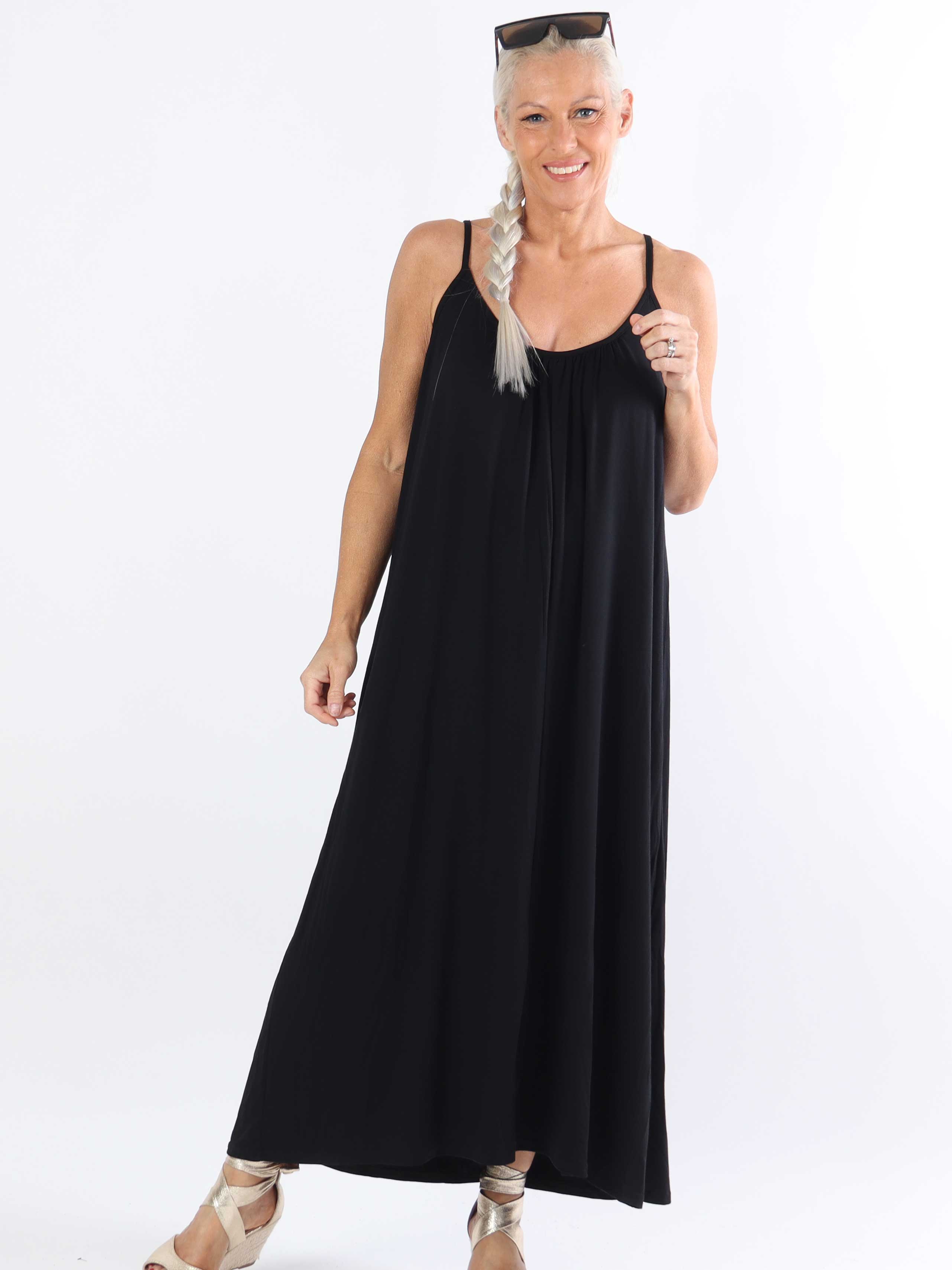 Olivia - Lång plus size-klänning med band i viskos